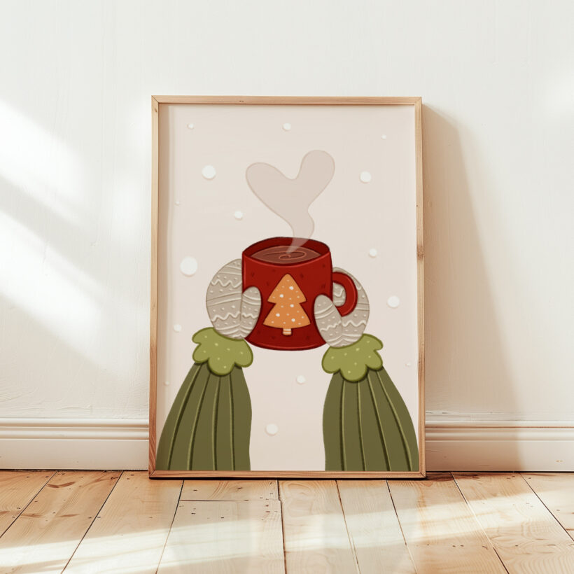 oryginalne zimowe i świąteczne plakaty gorąca czekolada